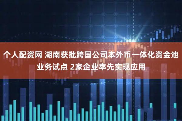 个人配资网 湖南获批跨国公司本外币一体化资金池业务试点 2家企业率先实现应用